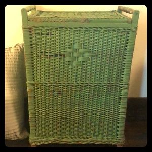 Wooden clothes hamper ! Or wooden trash bin.